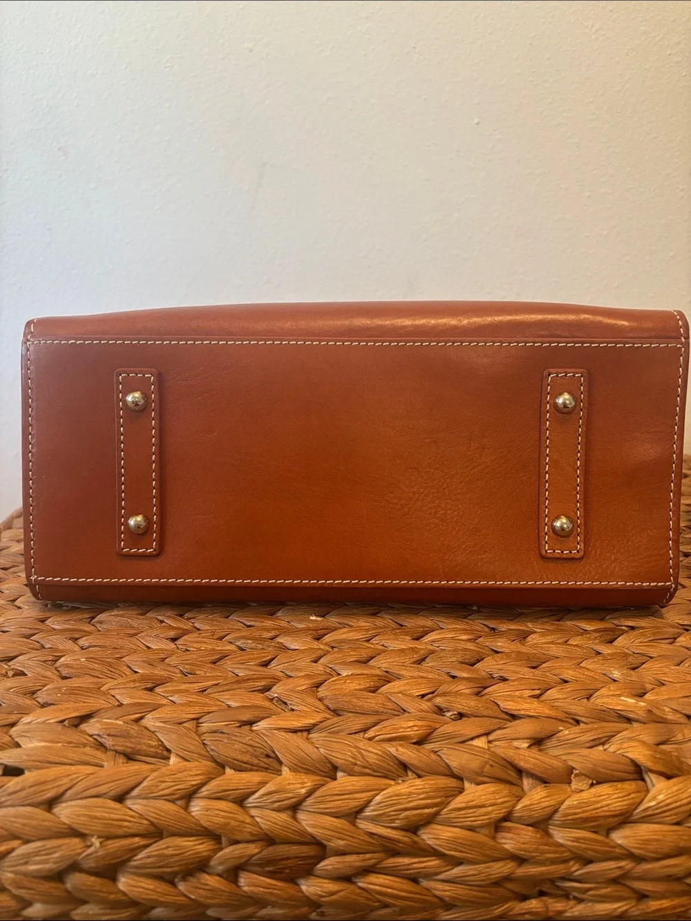Dooney & Bourke Cognac Brown Leather Satchel with Removable Strap